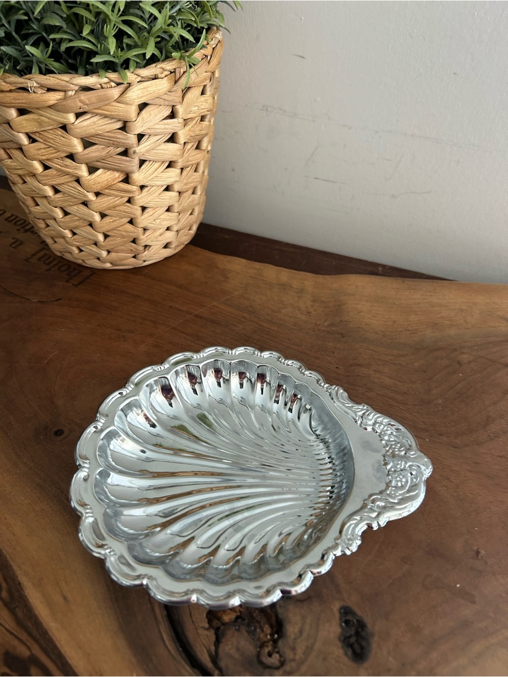 Silver Plated Shell Trinket Dish scalloped